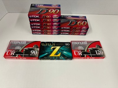 12 Blank Cassette Tapes -TDK D90 & D60 High Output, Fuji Z 90, Maxell UR90 & 120