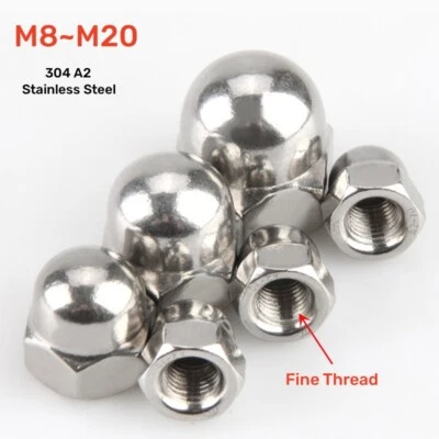 Acorn Cap Nuts A2 Stainless M8M10M12M14M16M20 Fine Thread Pitch 1/1.25/1.5mm