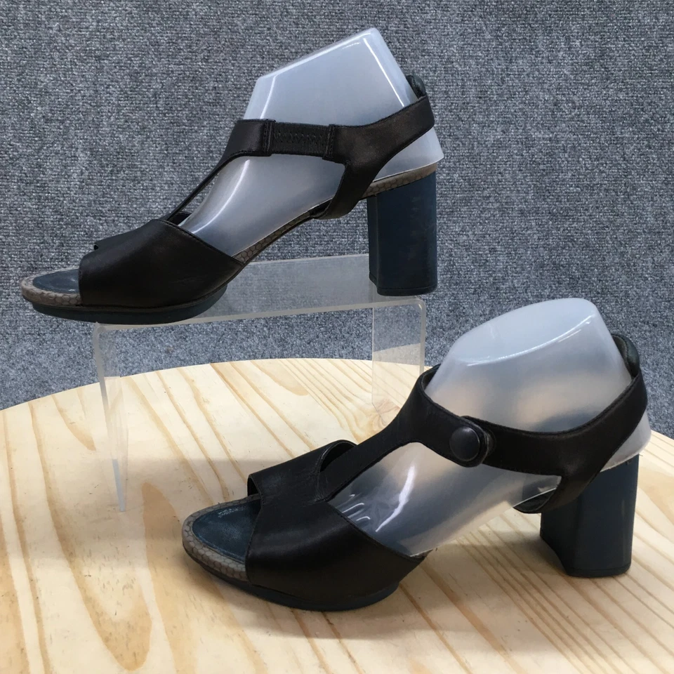 Sandalias Camper Mujer 37 Correa en T Cordones Cuero Azul Punta Abierta Tacones Bloque Foto 2 de 4