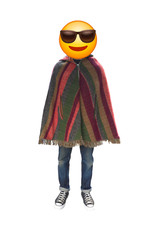 60s Vintage Wool Knit Poncho Cape Jacket Fringe Size M/L Unisex