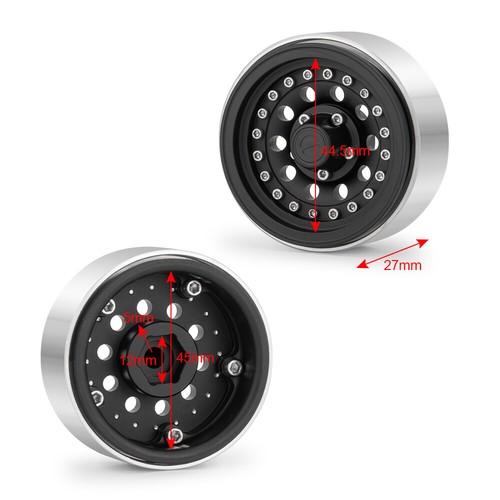 4PC 1.9'' Metal Alloy Beadlock Wheel Rims Hubs + 108mm Tires for 1/10 RC Crawler - Picture 16 of 98