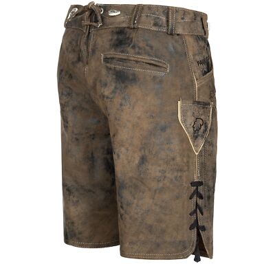 Heren Lederhose Kort Vintage Antiek Bruin (rundleer) Kopen