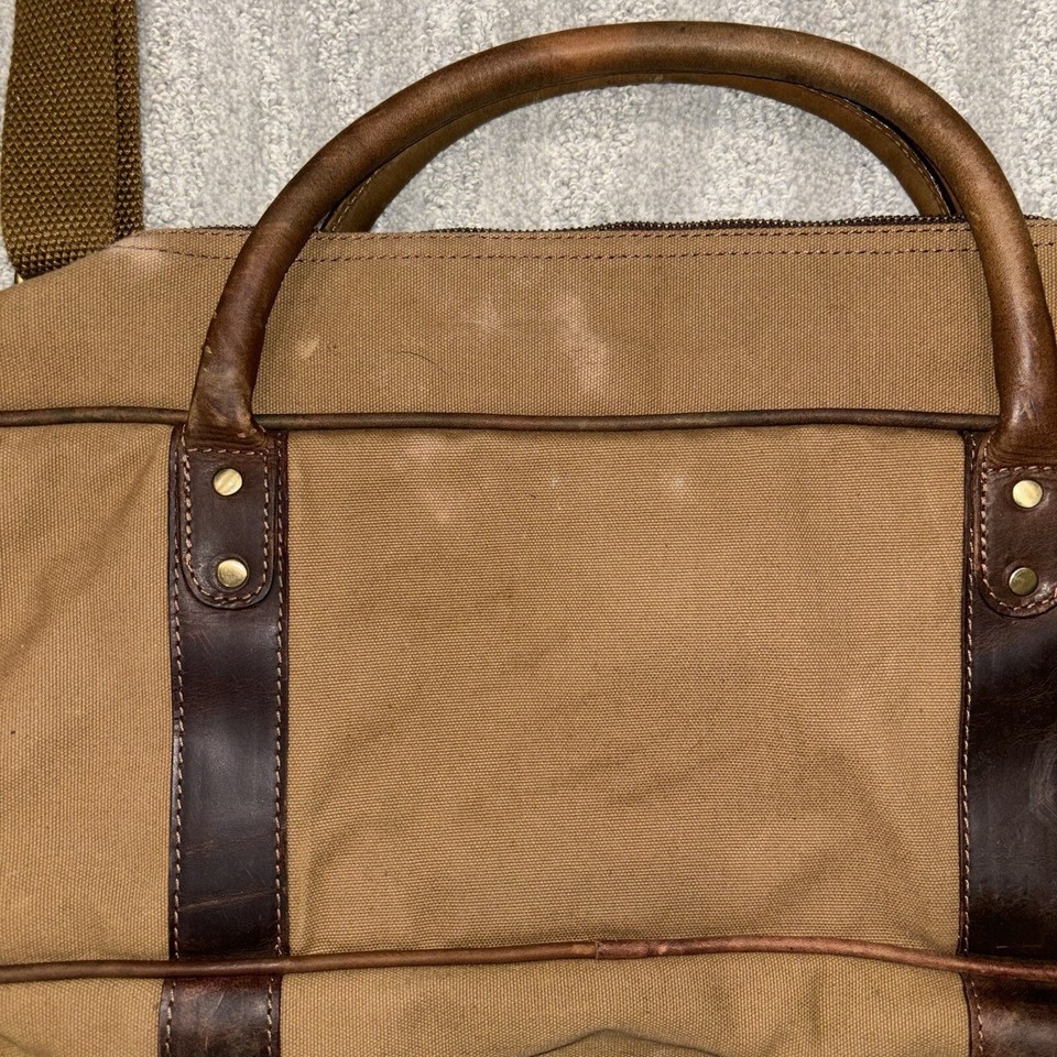 Aaron Leather Goods Canvas And Leather Messenger Bag eBay