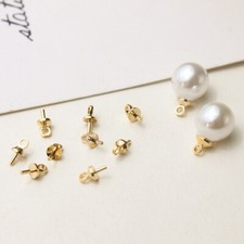 10pcs Gold/Silver Bead Caps,Drilled Bead Cap,Peg For Half Drilled Pearl Mounts