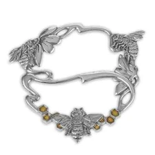 A E Williams Beehive Scarf Ring Luxury Fine Pewter Round Handmade Scottish Clip