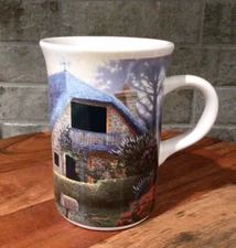 2004 Lilac Cottage Cup Mug Thomas Kinkade Painter Of Light Embossed Windows 8 oz