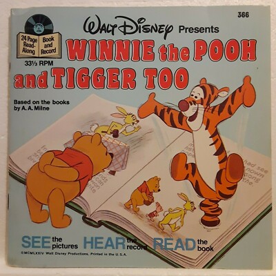 Walt Disney presents Winnie the Pooh and Tiger Too 1974 7'' Vinyl w/ Book #366
