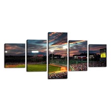 Fenway Park Wall Art Canvas Painting 5 Panels Picture of Baseball Game Modern...