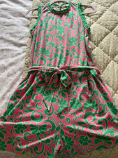 Boden Pink/Green Palysuit with Crochet Detail Neck and Sleeves 12R VGC ~ RRP £70