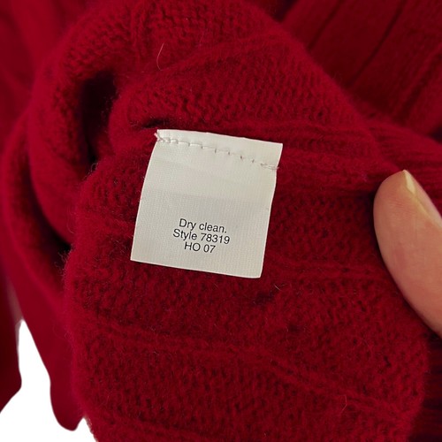 J.Crew Men's Sz XL Cable-Knit Pullover Sweater 100% Lambs Wool Crew-Neck Red - Picture 5 of 5