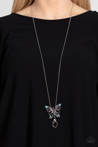 Paparazzi Badlands Butterfly - Blue Necklace & Earrings 🦋 W/Lanyard - Picture 2 of 3
