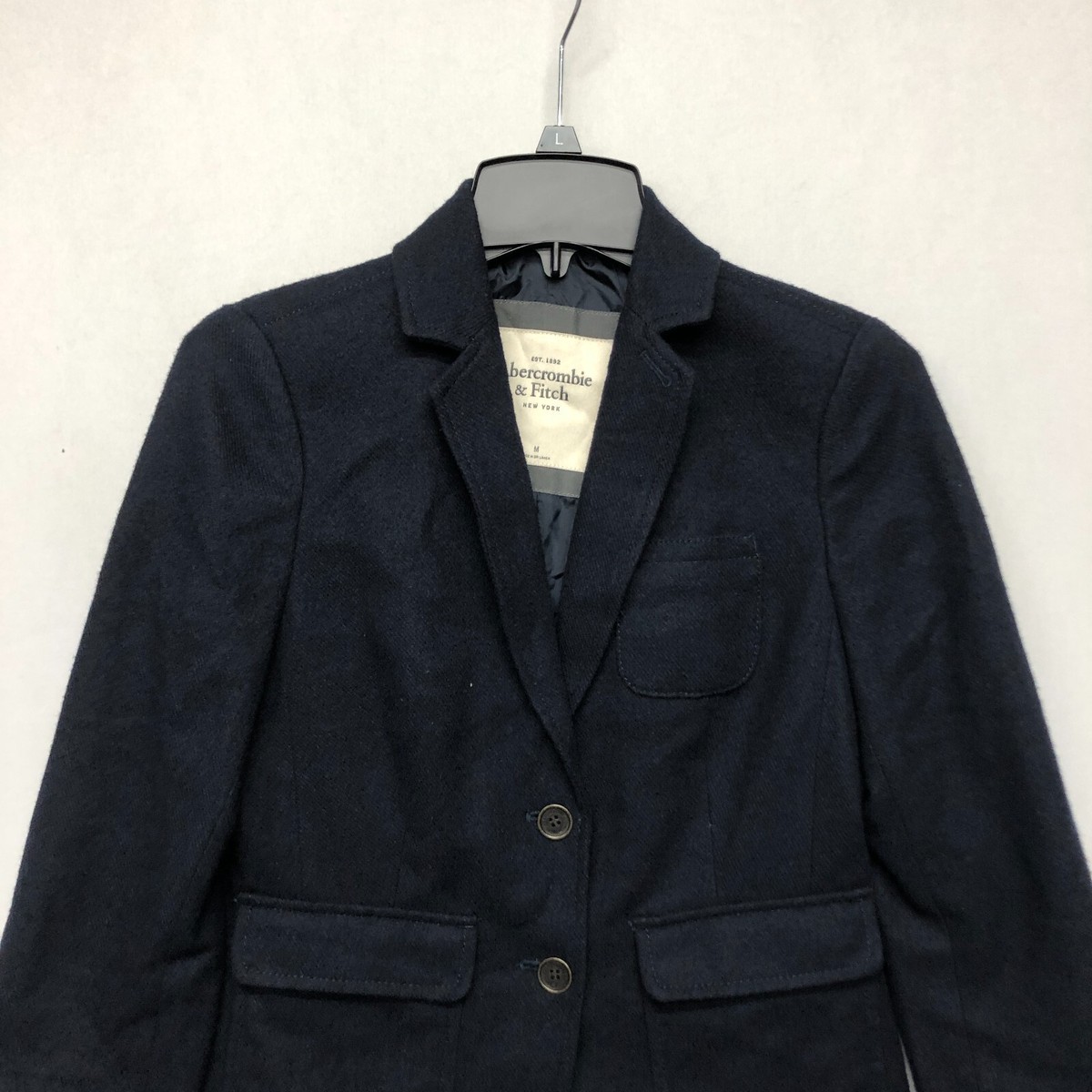 アプレッセSub Wool Navy Blazer SIZE: 2 Wool Double-Face Blazer with Leather Collar