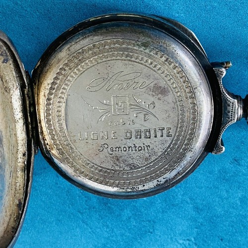 Antiguo Reloj Bolsillo Ancre Bearn 15J Ligne Droite Remontoir Precioso Estuche Plateado - Imagen 5 de 9