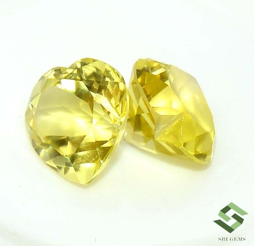 13x13 mm Natural Lemon Quartz Heart Shape Cut Pair 14.18 CTS Loose Gemstones - Picture 6 of 7