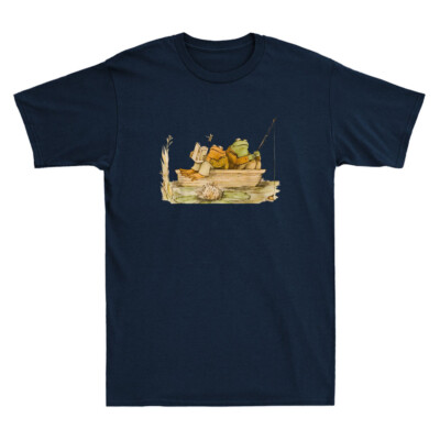 Frog Toad Fishing Funny Frog Reading Books Meme Retro Men's Short Sleeve T-Shirt