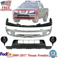 Front Bumper Chrome + Cover + Valance + Fog Lamps For 2009-2017 Nissan Frontier