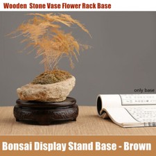 Chinese Wooden Display Stand Hand Carved Round Pedestal Bonsai Teapot Vase Base