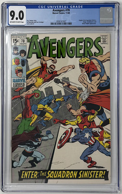 Avengers #70 CGC 9.0 1969 Origin of the Squadron Sinister