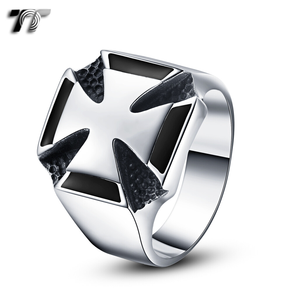 High Quality TT 316L Stainless Steel Tri-IRon Cross Ring Size 8 - Foto 6