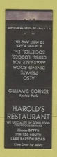 Matchbook Cover - Harold's Restaurant  Azalea Park Orlando? FL WEAR