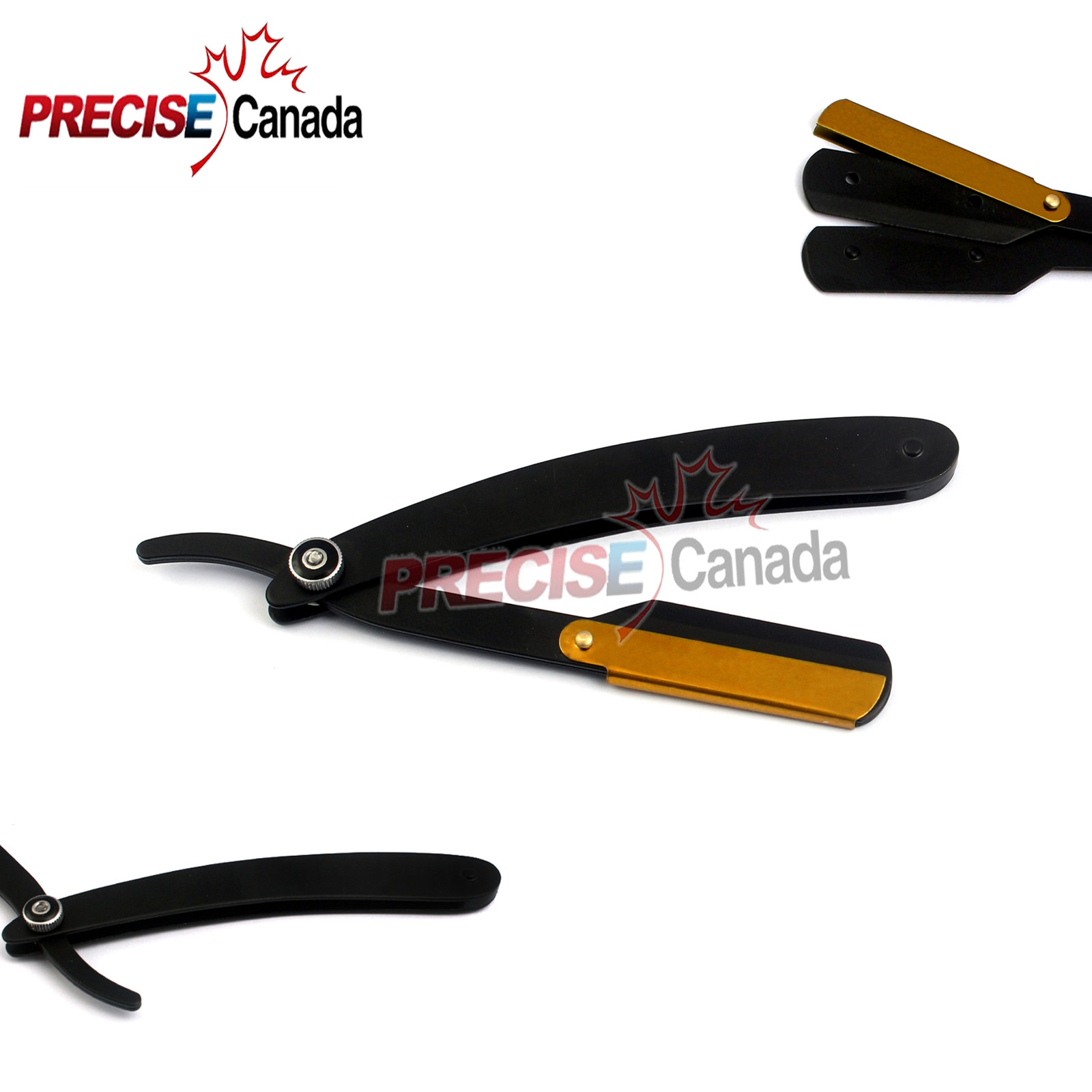 NEW Barber Salon Razor Black with Golden Latch High Quality Men's Razors
