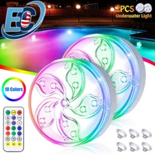 2x Waterproof Swimming Pool Light Underwater Pond RGB LED Bulb Lamp Decor&Remote