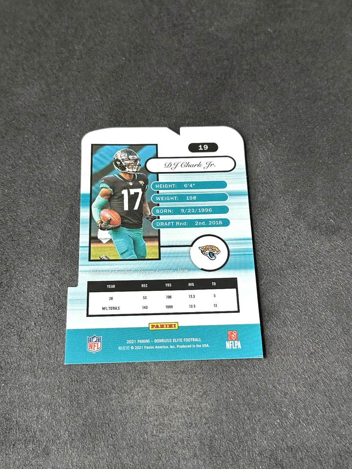 DJ Chark Jr. 2021 Donruss Elite 2001 Elite Aspirations Die Cut Red #19 34/83 - Image 2 of 2