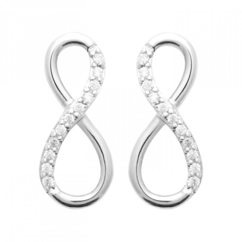 Boucles d'oreilles infini en argent 925 rhodié et oxydes de zirconium pour femme