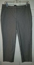 TALBOTS black White Gingham Check Cotton Stretch Cropped Pants 8 NWOT