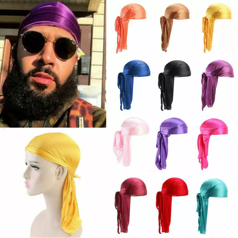 Fashion Silky Durags Turban Hat Unisex Silk Durag Headwear Bandans