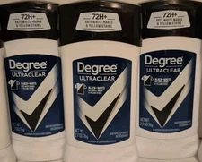 3 PACK DEGREE Men UltraClear Antiperspirant Deodorant Black White 2.7oz Stick