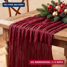 Burgundy Table Runner, 10FT Boho Rustic Burgundy Maroon Table Runner 120inch Che