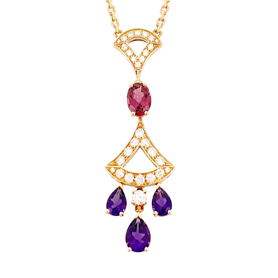 BVLGARI Diva's Dream Rose gold Tourmaline Amethyst Diamond Necklace