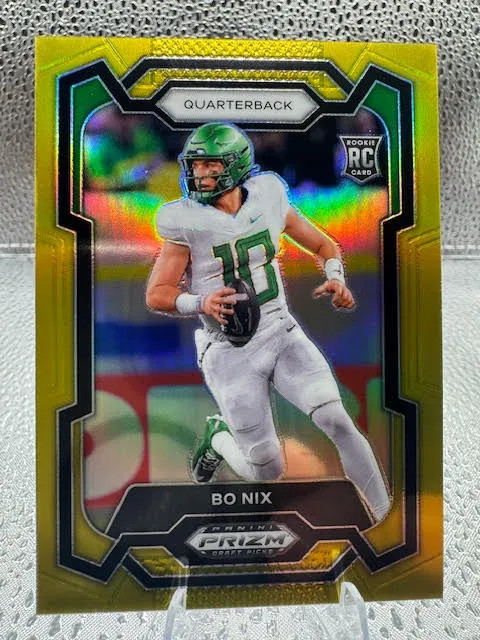 2024 Prizm Draft Picks - Bo Nix - Gold Prizm 1/10 - RC - Rookie - #105