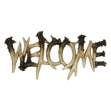 Rivers Edge Products Rustic Welcome Plaque Hanging Sign Door Decor Deer Antler