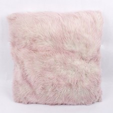Fuzzy Throw Pillow Pink  White Fur Unbranded 18x18 in.