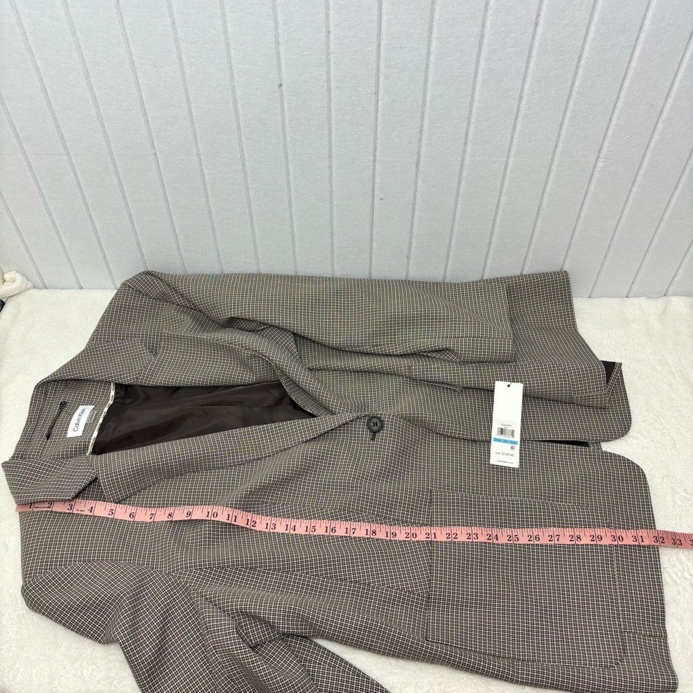 Calvin Klein Women's Checkered One-Button Blazer Jacket Brown/Tan Size 20W Plus thumbnail 8