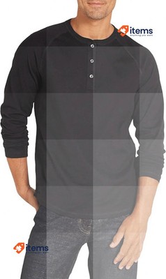 Amazon Essentials Henley Ärmel Top Lang Einstellung Band Herren Schwarz, Größe L