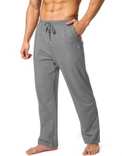 Men's Cotton Yoga Sweatpants Athletic Lounge Open Bottom Jersey With Pockets
