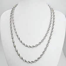 925 Italy Sterling Silver 30 Striated Twist Chain Necklace Lobster Clasp