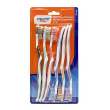 Equate Manual Toothbrushes with Contoured Bristles and Ergonomic Grip Firm, 6 CT