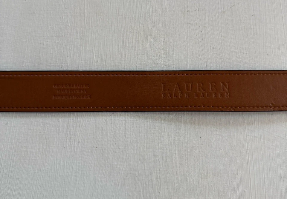Lauren Ralph Lauren Anillo Herradura Negro 1” Cinturón Cuero Talla MEDIANA Hebilla Dorada Foto 4 de 4