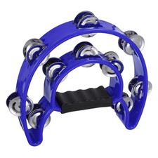 Plastic Tambourine, Half Moon Double Row Handheld Tambourines for Party, Blue
