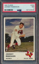 1961 FLEER FOOTBALL #202 JOHNNY ROBINSON RC PSA 7 NM HOF ROOKIE