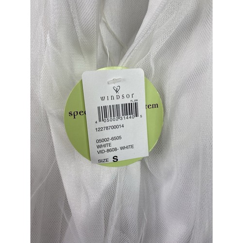 Windsor Vanessa Dress Sz S White V-Neck Tulle Prom/Homecoming Gown Lace Mesh NWT - Picture 10 of 12