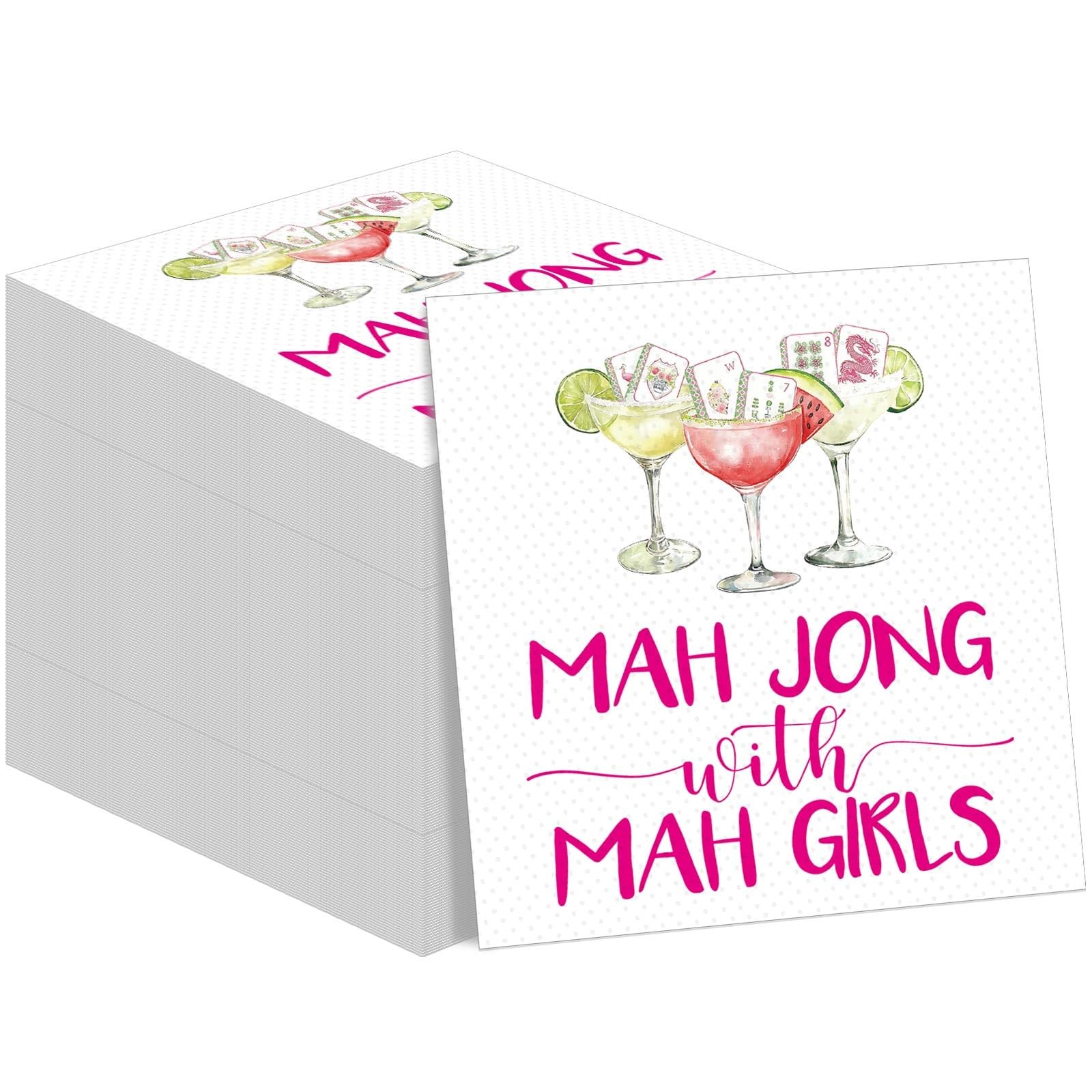 30 Pcs Mahjong Napkins Cocktail Paper 6.5 x 6.5 Inches Valentine's Day Mahjon...