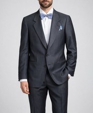 Valentino Grey Silk Blazer Jacket, US 40R, EU 50R