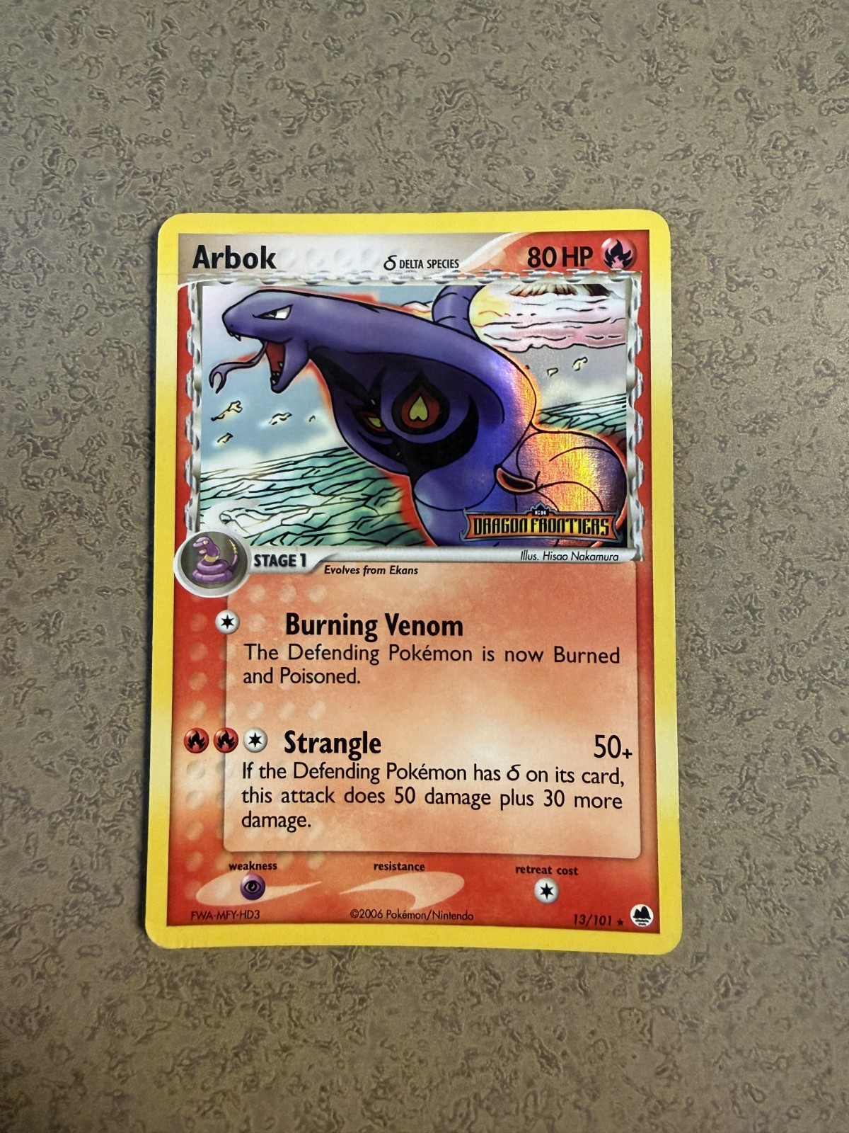 Pokémon Arbok EX Dragon Frontiers Stamped Reverse Holo Rare 13/101 2006 LP