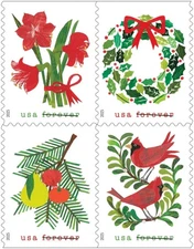 2025 US Stamps - SC#6033-6036 Holiday Cheer Stamps (Booklet Block of 4) - MNH OG