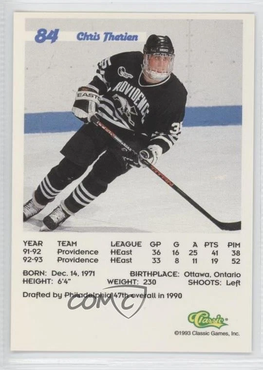 1993-94 Classic Draft Chris Therien #84 Rookie RC - Image 2 of 2